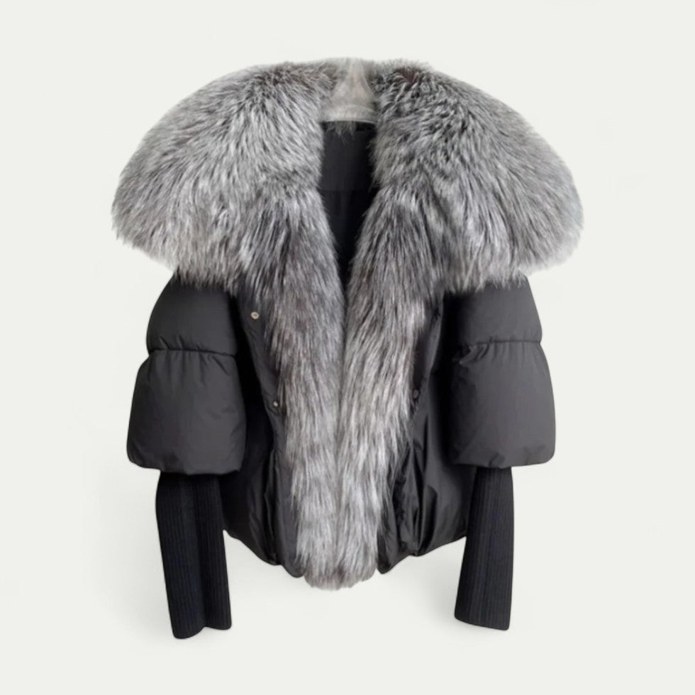 Women’s Cropped Fur Collar Puffer Jacket