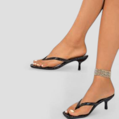 Square Toe Kitten Heel Sandals for Summer