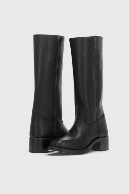 Ladies Tall Brown Leather Boots - Classic Vintage Style
