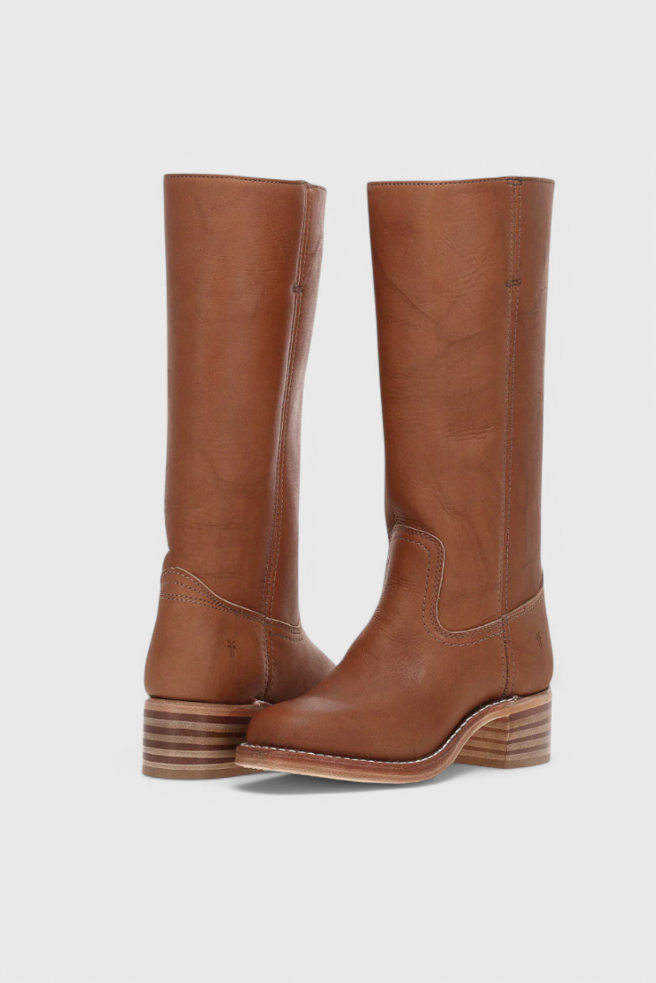 Ladies Tall Brown Leather Boots - Classic Vintage Style