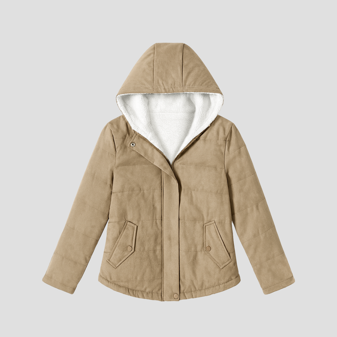 Women’s Short Parka with Faux Fur Lined Hood