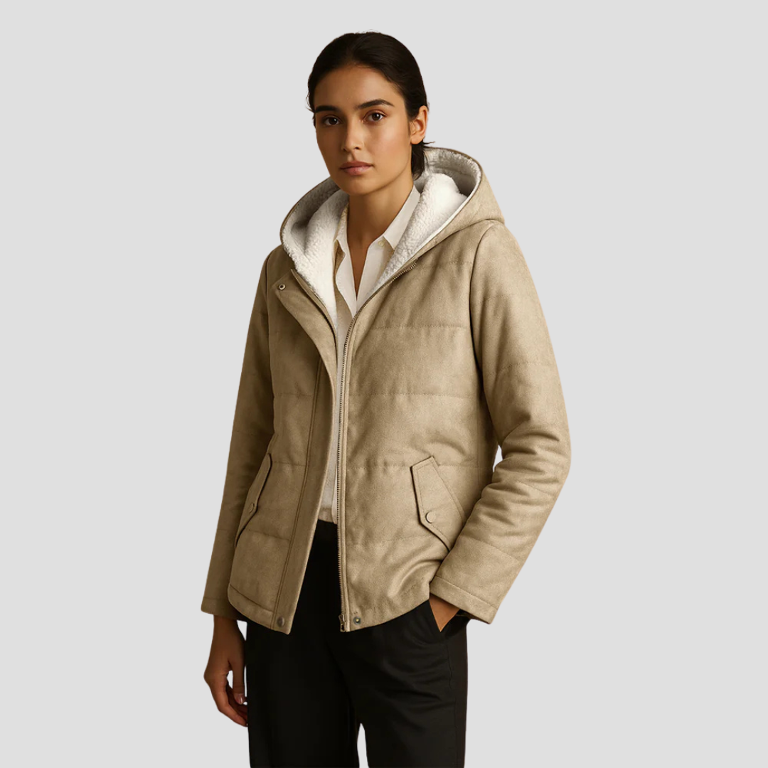 Women’s Short Parka with Faux Fur Lined Hood