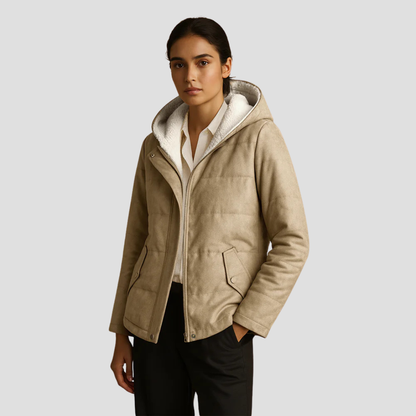 Women’s Short Parka with Faux Fur Lined Hood