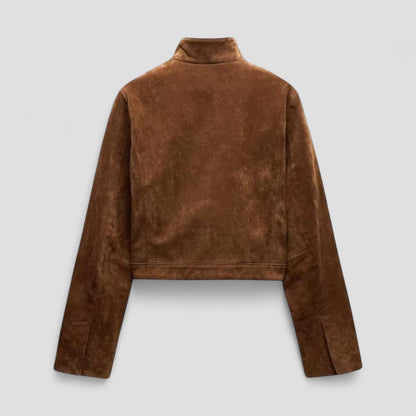 Women’s Suede Cropped Zipper Jacket
