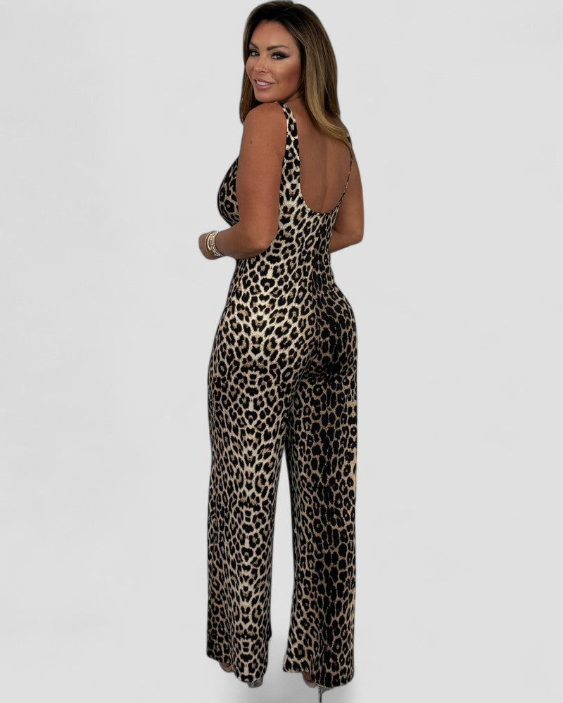Wide Leg Sleeveless Stretch Jumpsuit for Women