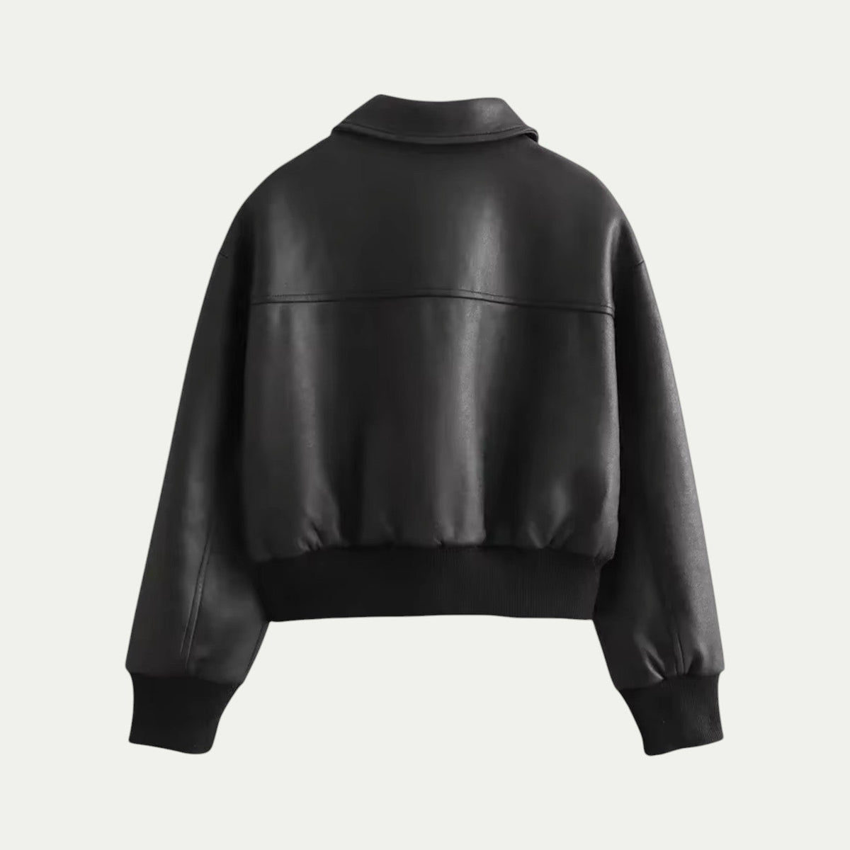 Women’s Cropped Faux Leather Aviator Jacket