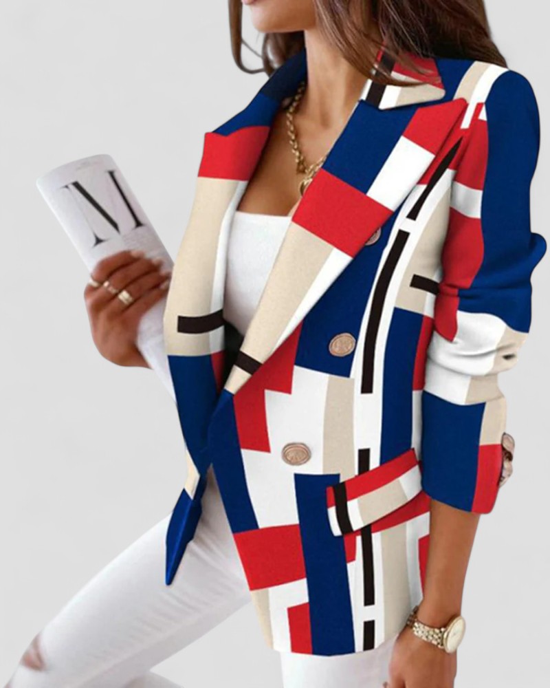 Women’s Plaid Single-Button Blazer