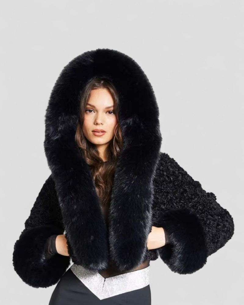 Women’s Plush Hooded Fur Jacket