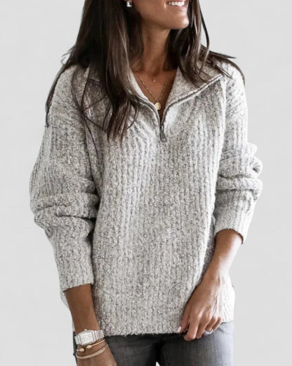 Women’s Cozy Zip Neck Knitted Sweater