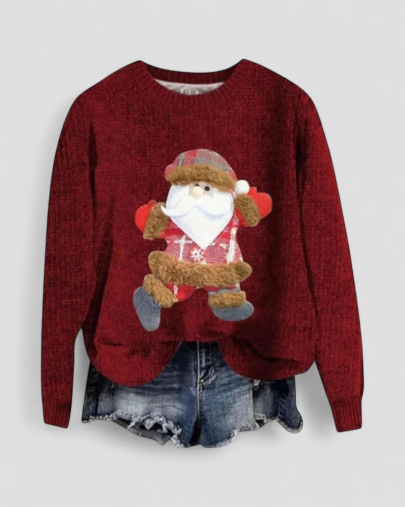 Women Long Sleeve Christmas Santa Knit Sweater