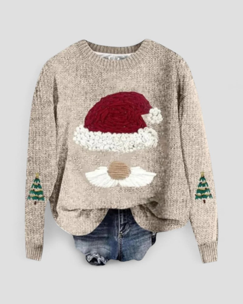 Women Long Sleeve Christmas Santa Knit Sweater