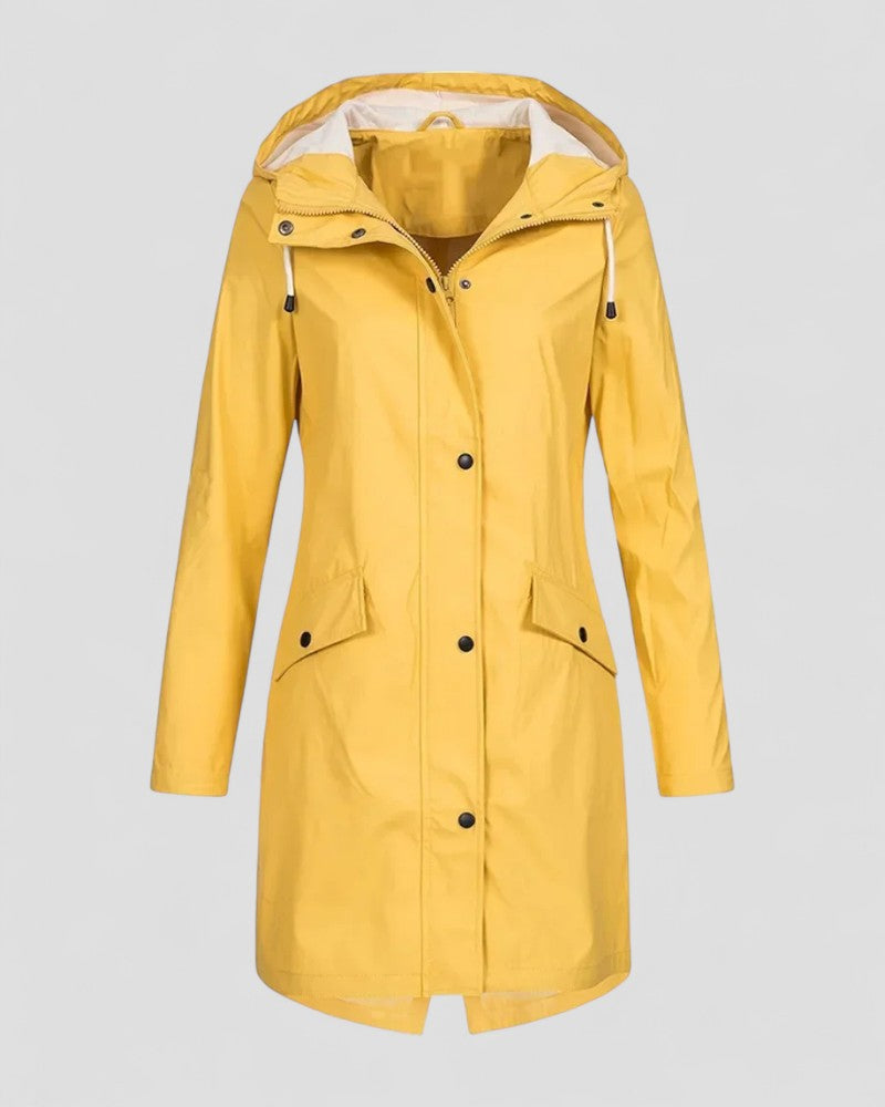 Women Long Waterproof Outdoor Hooded Rain Jacket