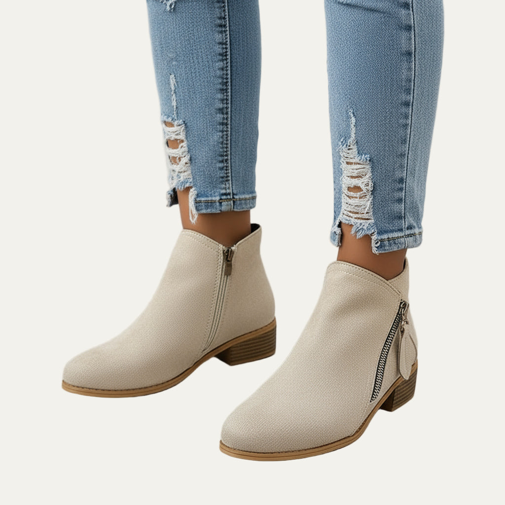 Women’s Stylish Ankle Boots with Twin Zippers