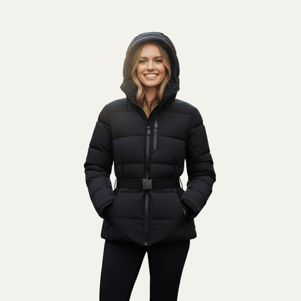 Women’s Metallic Belted Puffer Jacket