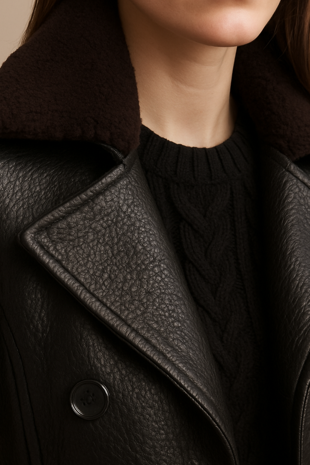 Women’s Double-Breasted Shearling Collar Coat
