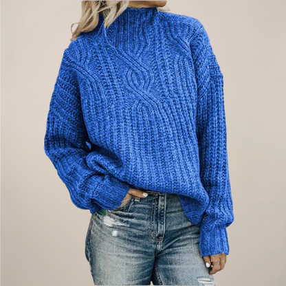 Women’s Oversized Cable-Knit Mock Turtleneck Sweater