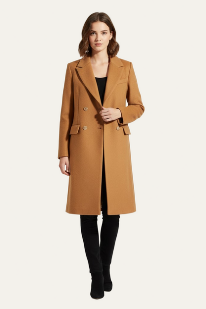 Women’s Gold-Button Double-Breasted Coat