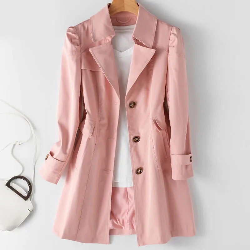Women's Stylish Mid-Length Trench Coat