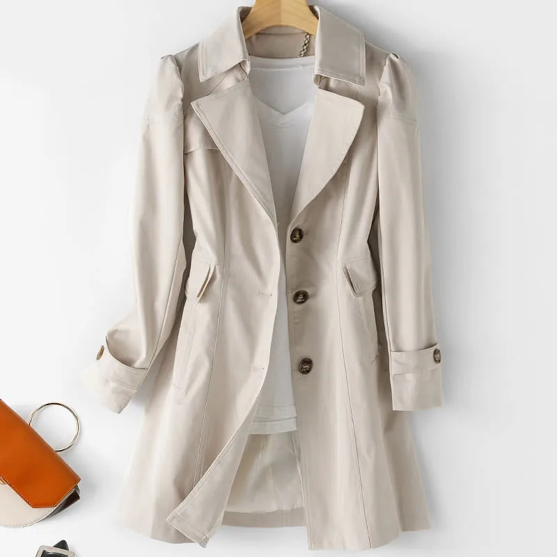 Women's Stylish Mid-Length Trench Coat