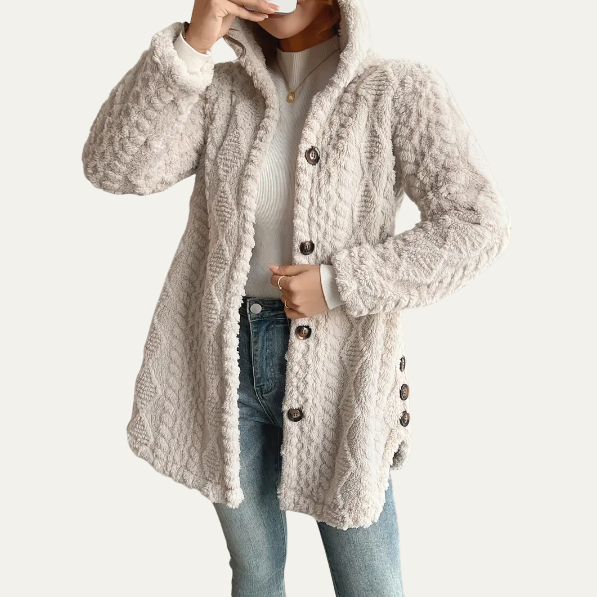 Women’s Cozy Mid-Length Fleece Cardigan