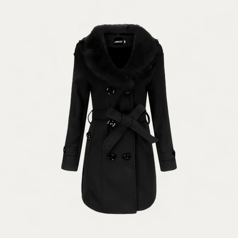 Women’s Faux Fur Collar Trench Coat