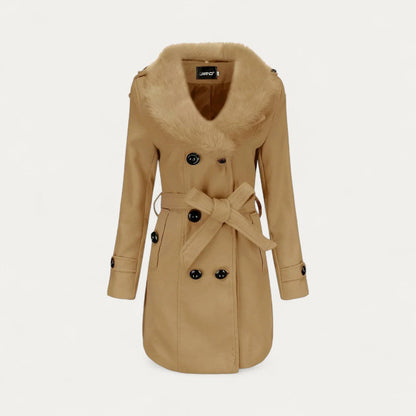 Women’s Faux Fur Collar Trench Coat