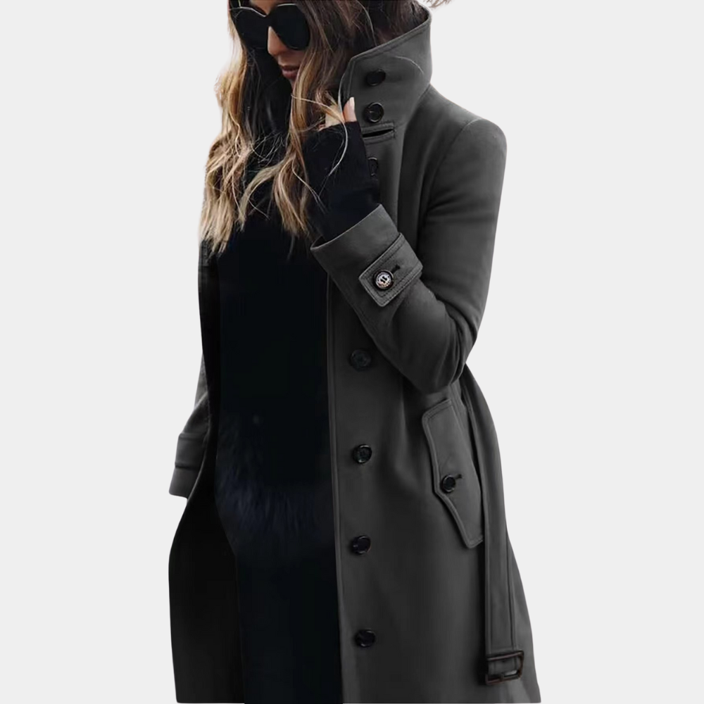 Women’s Elegant Belted Funnel Trench Coat