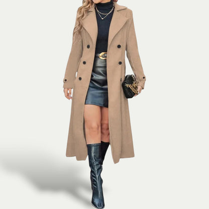 Women’s Elegant Double-Breasted Maxi Coat