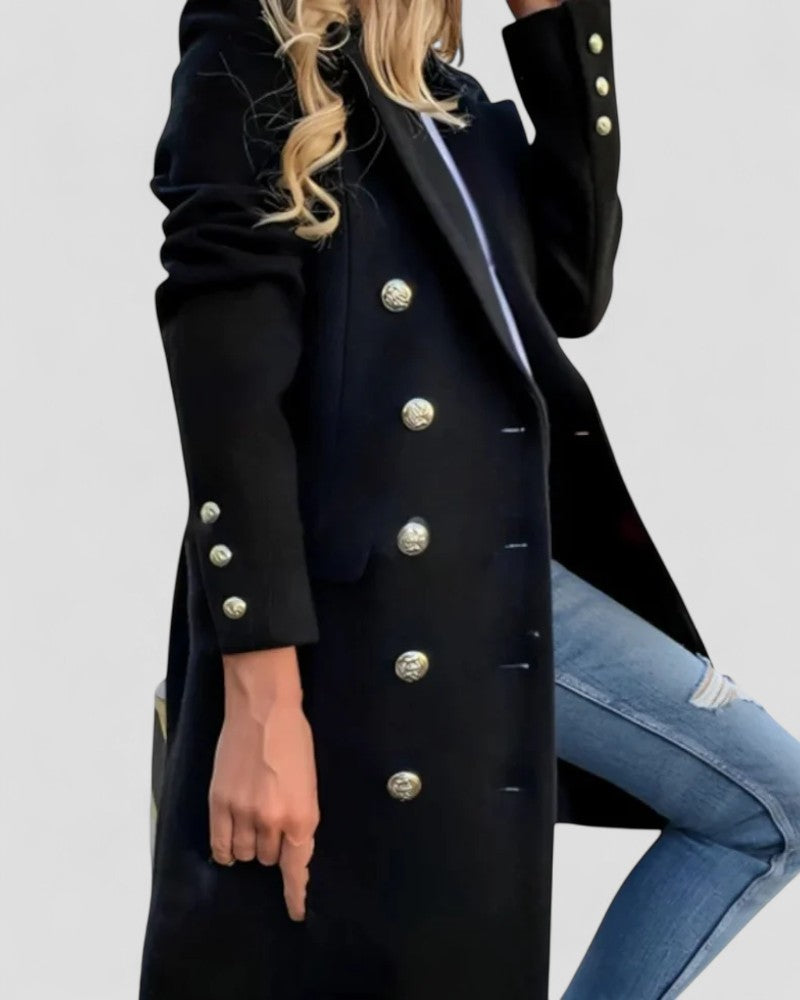 Women’s Elegant Woolen Long Overcoat