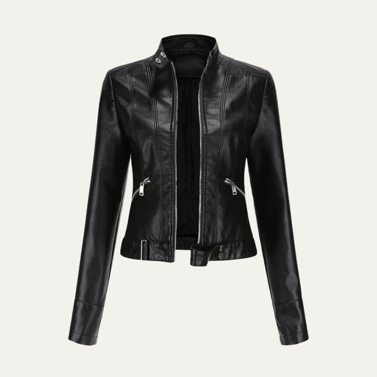 Women’s Fitted Faux Leather Jacket