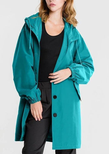 Women’s A-Line Hooded Mid-Thigh Raincoat