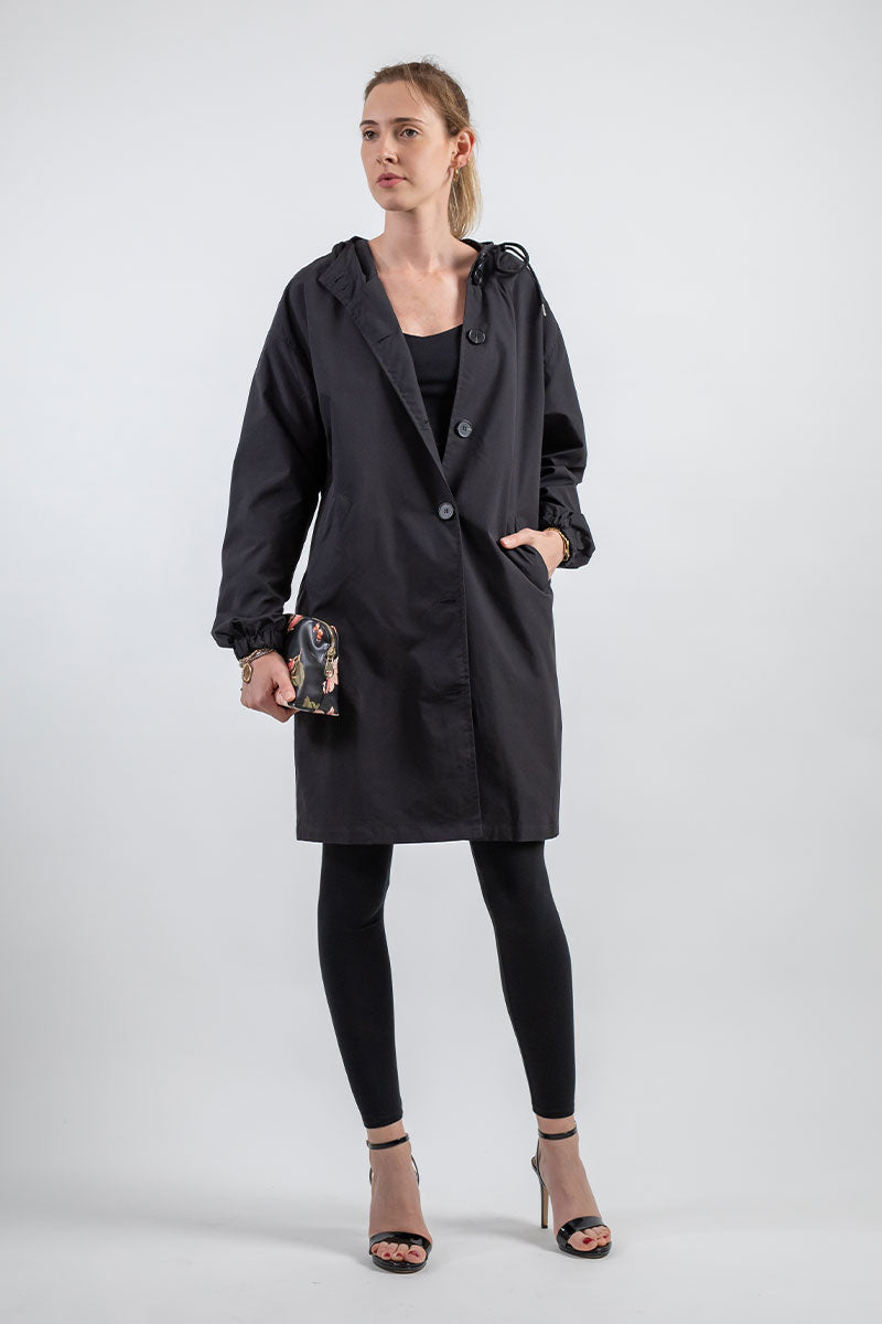 Women’s A-Line Hooded Mid-Thigh Raincoat