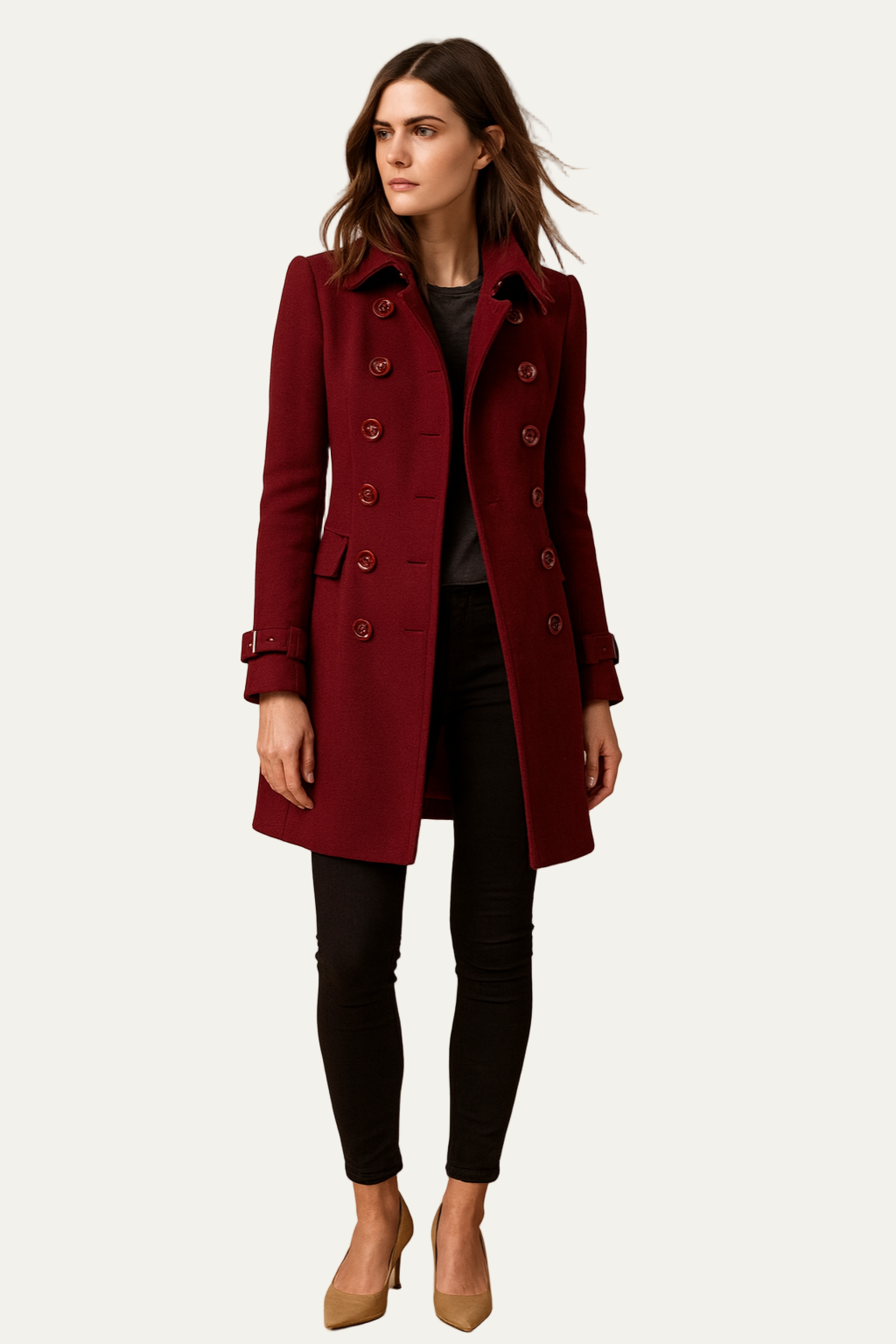 Women’s Elegant Double-Breasted Peacoat