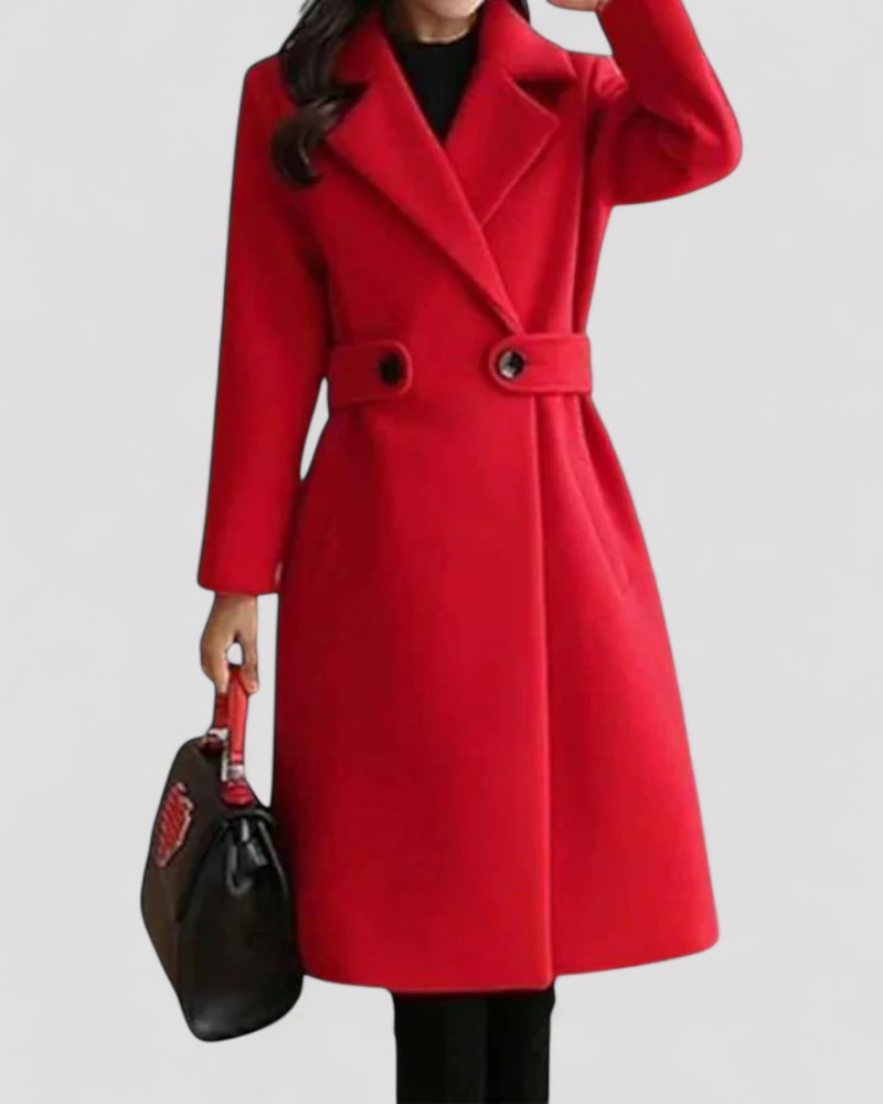 Women’s Elegant Wool-Blend A-Line Coat