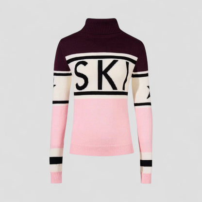 Women's Merino Wool Ski Jumper with Turtleneck Winter Knit