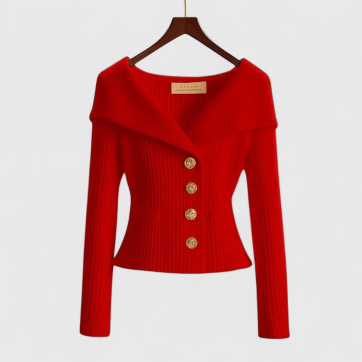 Women’s Off-Shoulder Ribbed Button Cardigan