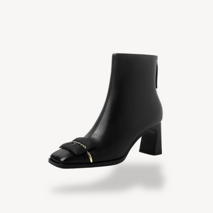 Women’s Retro Leather Bow Ankle Boots
