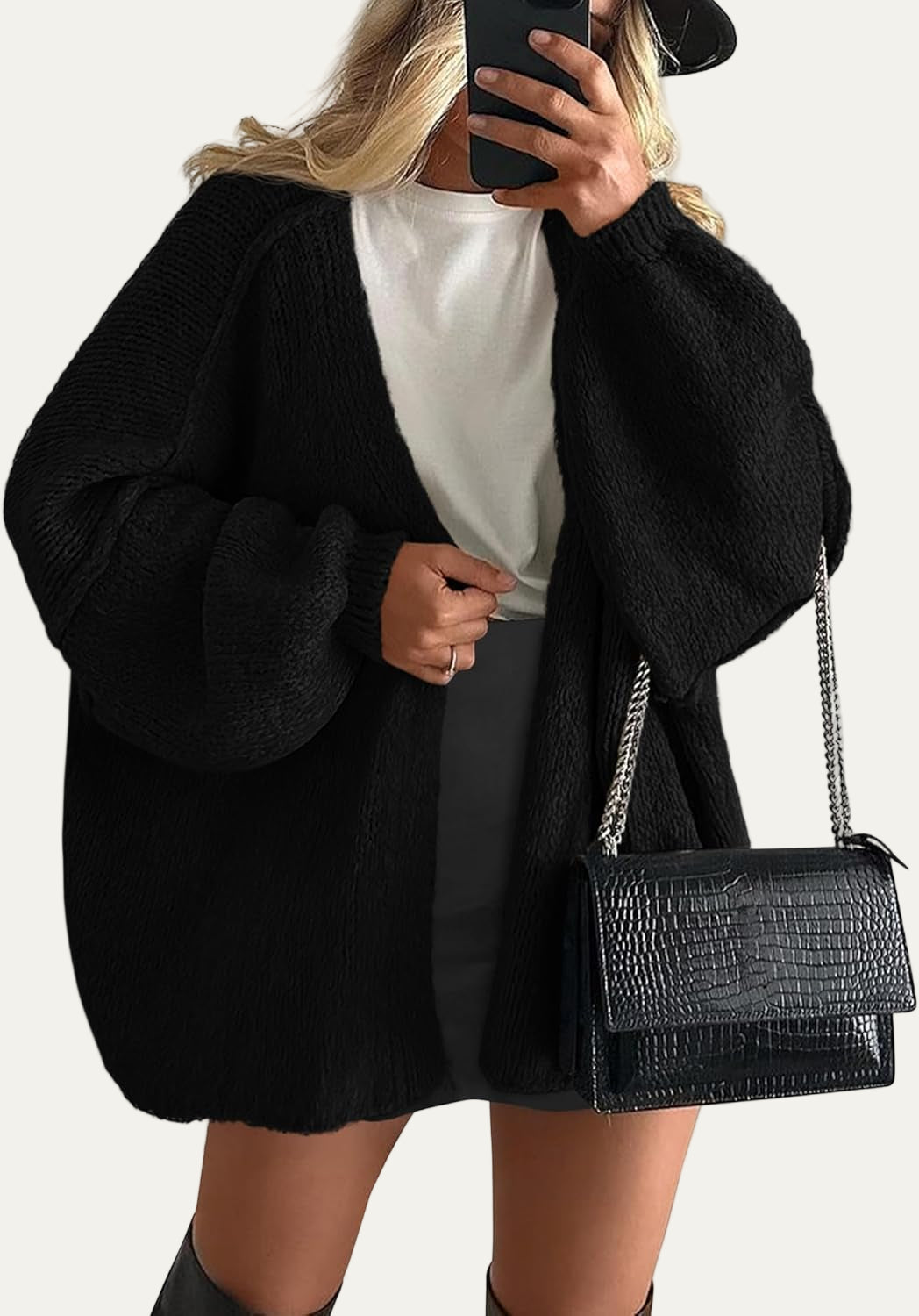 Women’s Chunky Balloon Sleeve Knit Cardigan