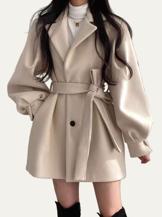 Women’s Belted Puff Sleeve Trench Coat
