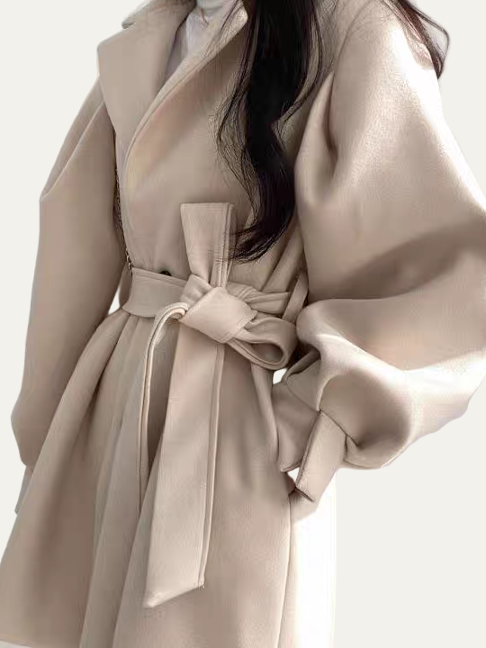 Women’s Belted Puff Sleeve Trench Coat
