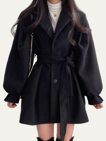 Women’s Belted Puff Sleeve Trench Coat