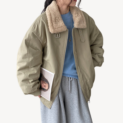Women’s Cozy Winter Jacket with Shearling Collar