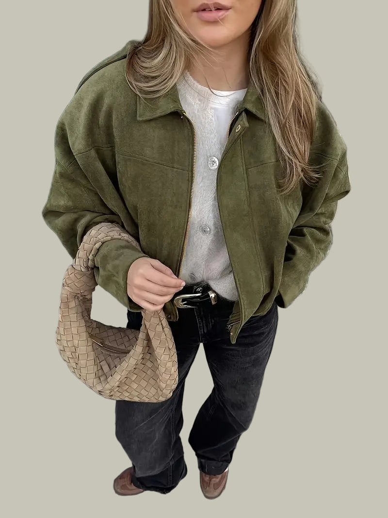 Women’s Oversized Cropped Bomber Jacket