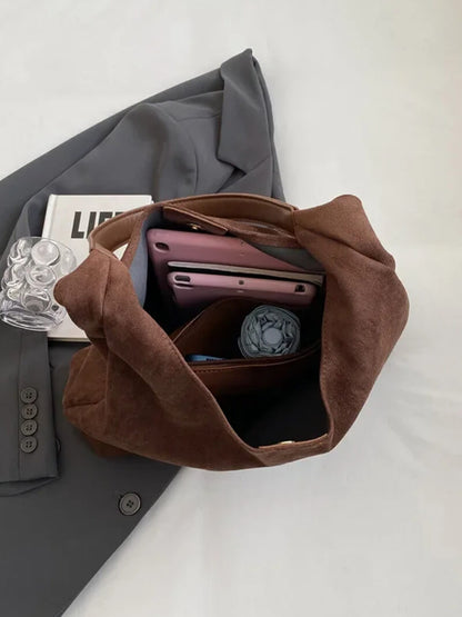 Women’s Suede handbag Minimalist Shopper bag Quiet Luxury