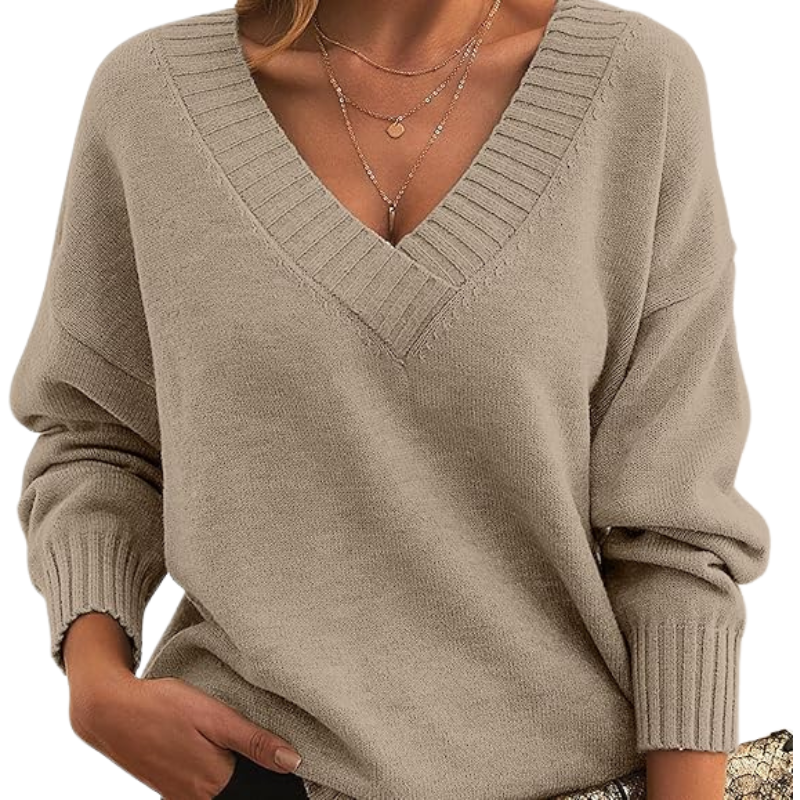 Women’s Relaxed Deep V-Neck Knit Sweater