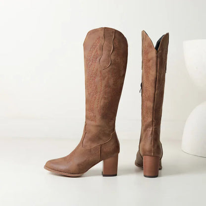 Women’s Faux Leather Knee-High Cowboy Boots