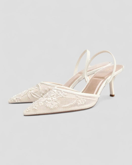 Women’s Floral Mesh Slingback Heels