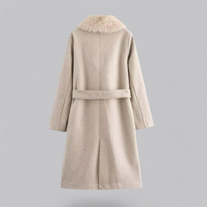 Wool Trench Coat With Fur For Women
