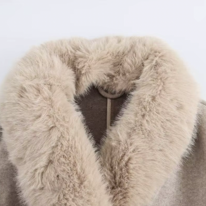 Wool Trench Coat With Fur For Women