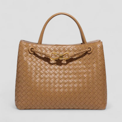 Woven Leather Tote Bag with Top Handle